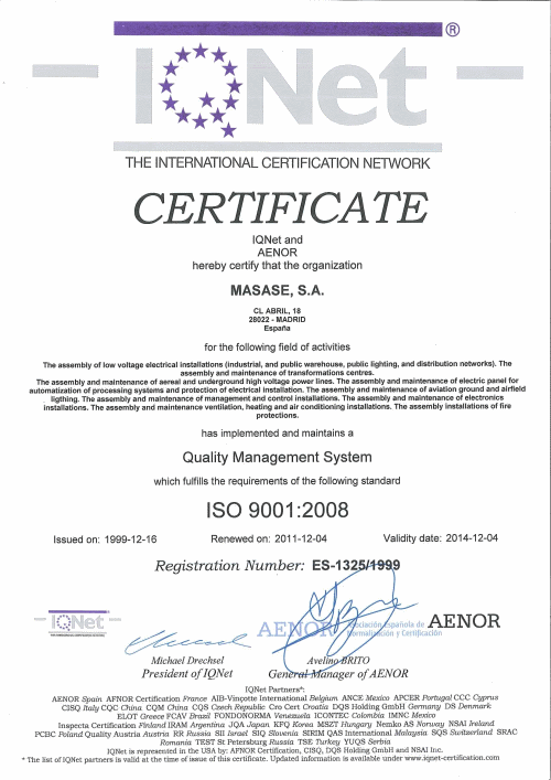 Certificado IQNet 9001